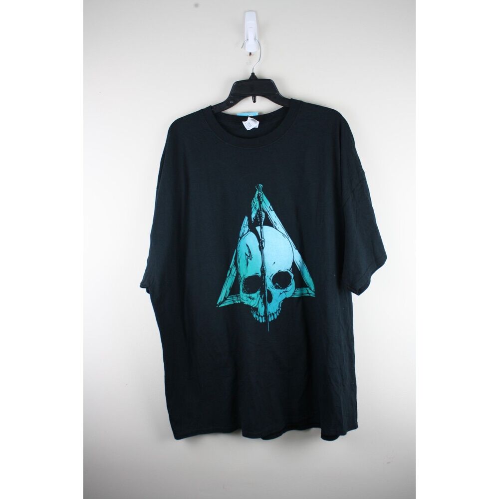 ShirtPunch NWT‎ Skull Graphic T Shirt 3XL Black Teal Gothic Horror Camping Tee